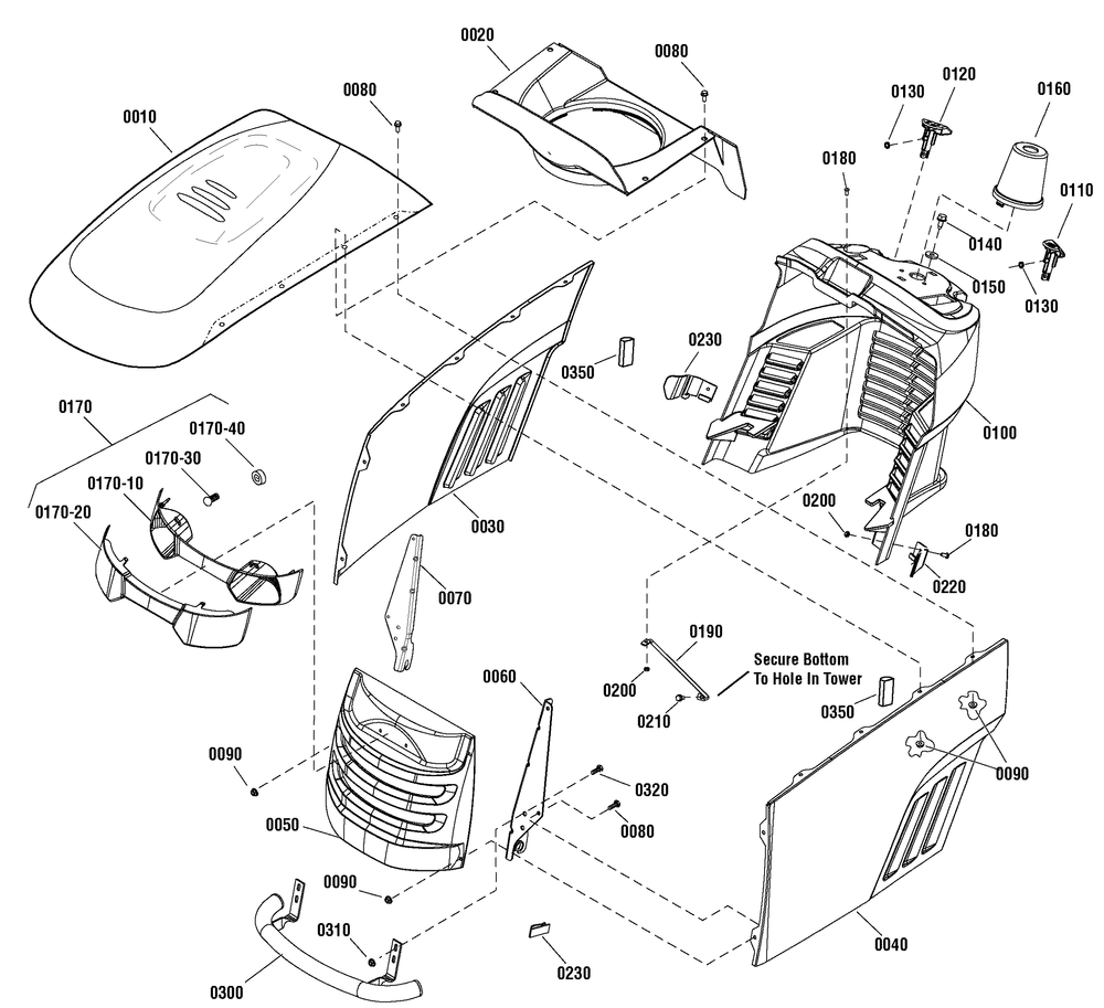Hood, Grille And Dash Group Diagram and Parts List for 2691085-00 (107250040-CTX9000)(2012) Briggs and Stratton Lawn Tractor Accessories